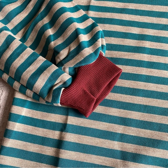 Free People Inspired Stripe Long Sleeve Crew Top Sweatshirt Oversized Small - Picture 5 of 9